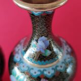 Pair of vintage cloisonné enamel vases from the 20th century H19 cm