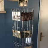 Display postcards and photos in gray metal double turnstile