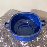 Plat en grès émaillé bleu