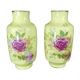 Pair of Limoges porcelain vases decorated with rose bushes