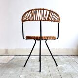 Chaise vintage en rotin par Dirk van Sliedregt pour Gebroeders Jonkers Noordwolde
