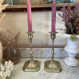 Paire de bougeoirs en laiton XIXème