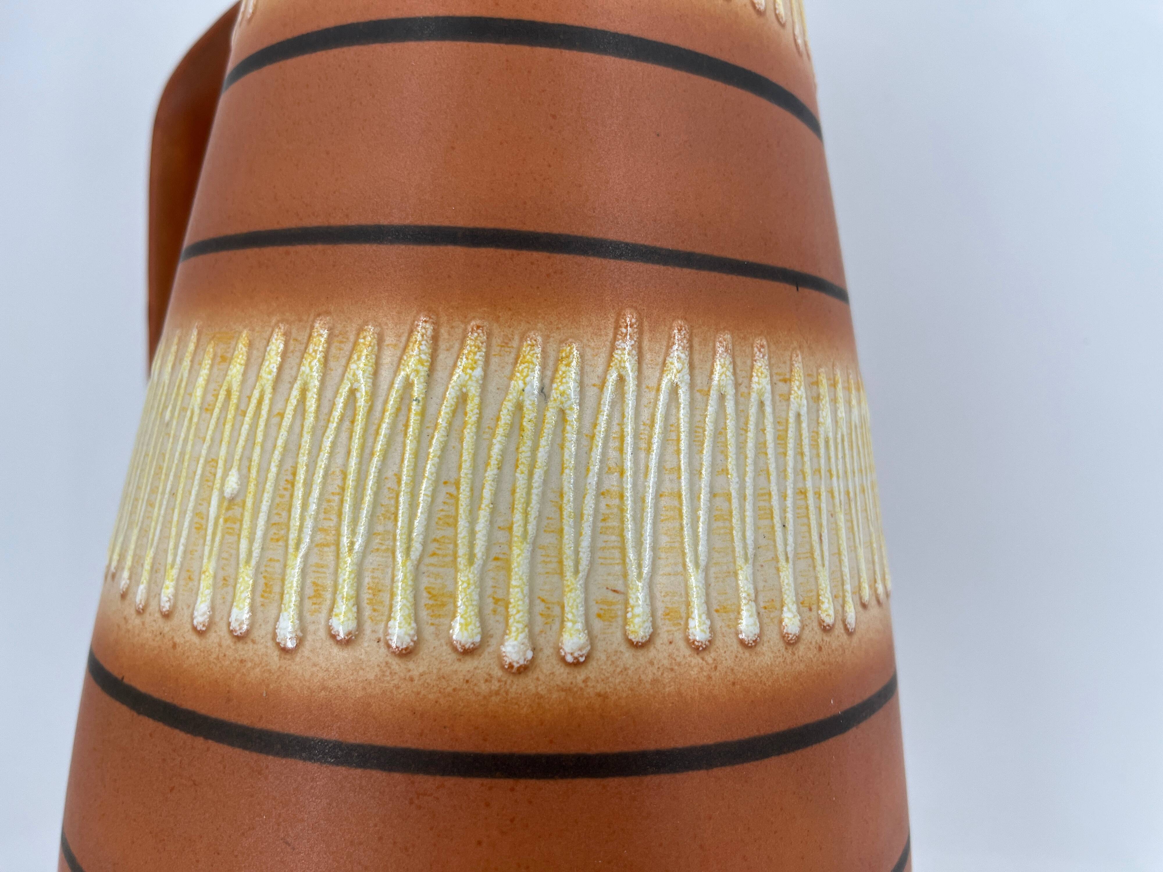 Vintage Scheurich Keramik beige and brown vase, 1960s