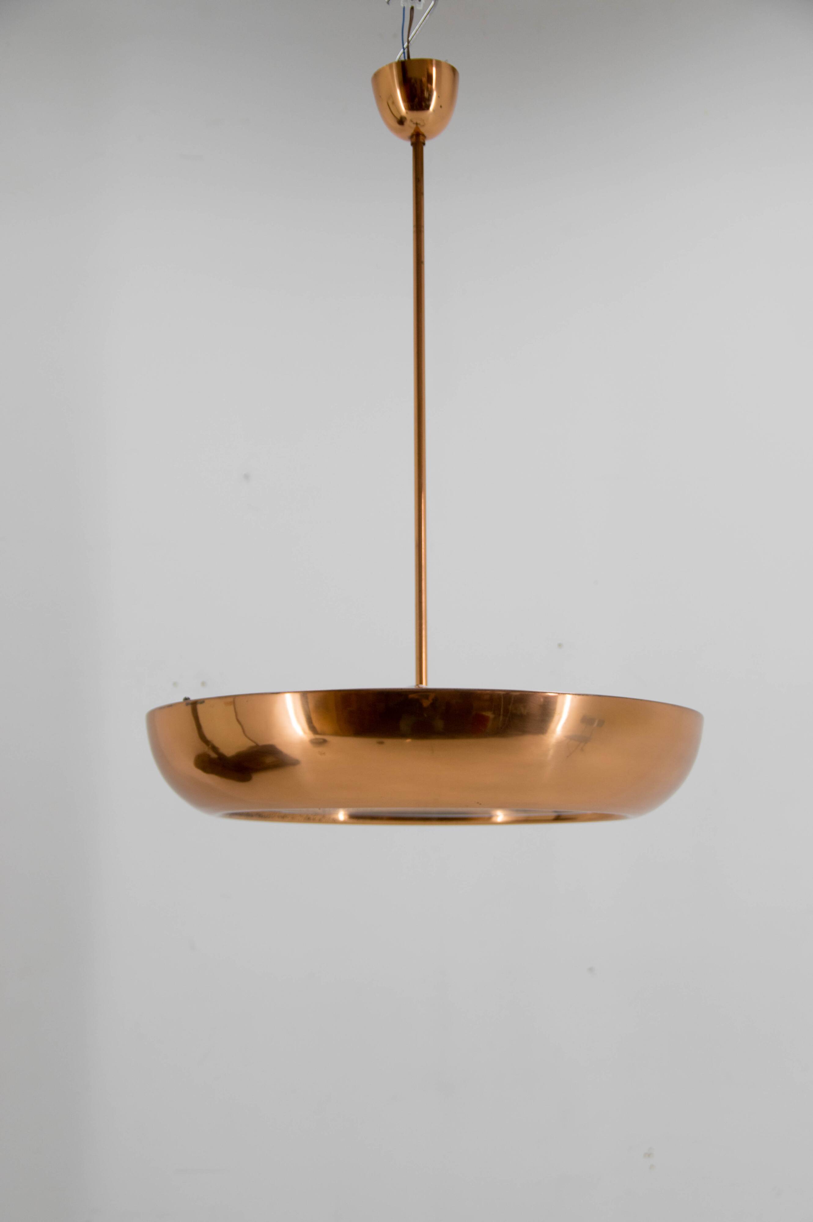 Lustre Bauhaus / Fonctionnaliste en Cuivre UFO, années 1930