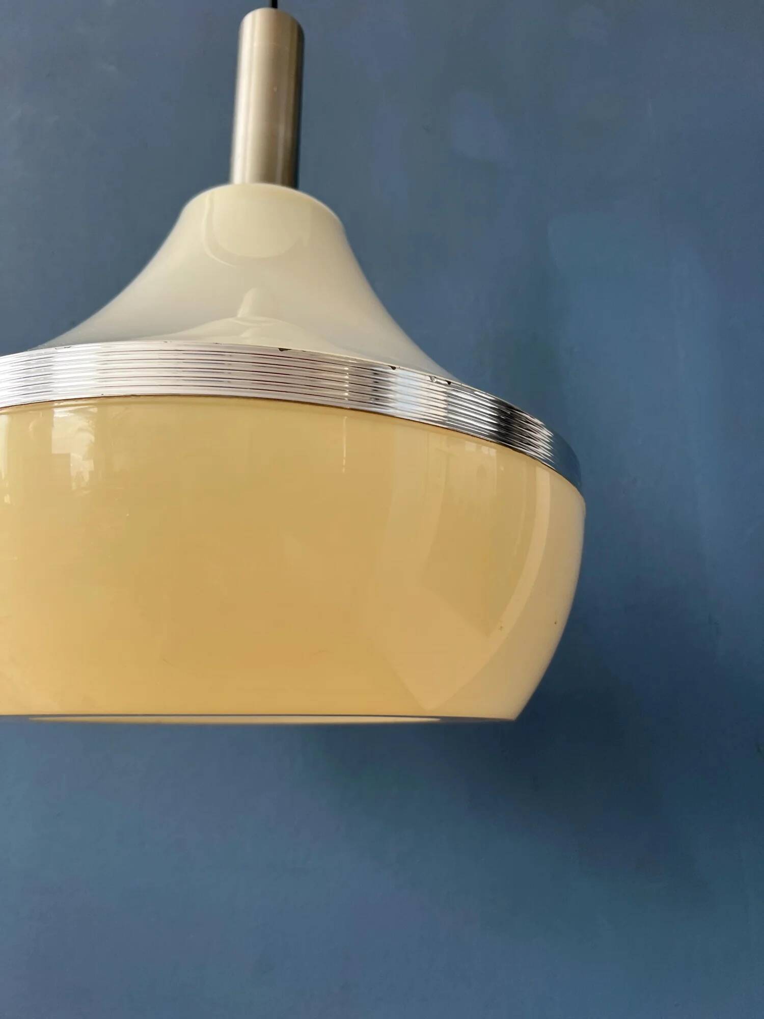 Vintage beige plexiglass space age pendant light