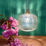 Suspension globe vintage en verre ambré