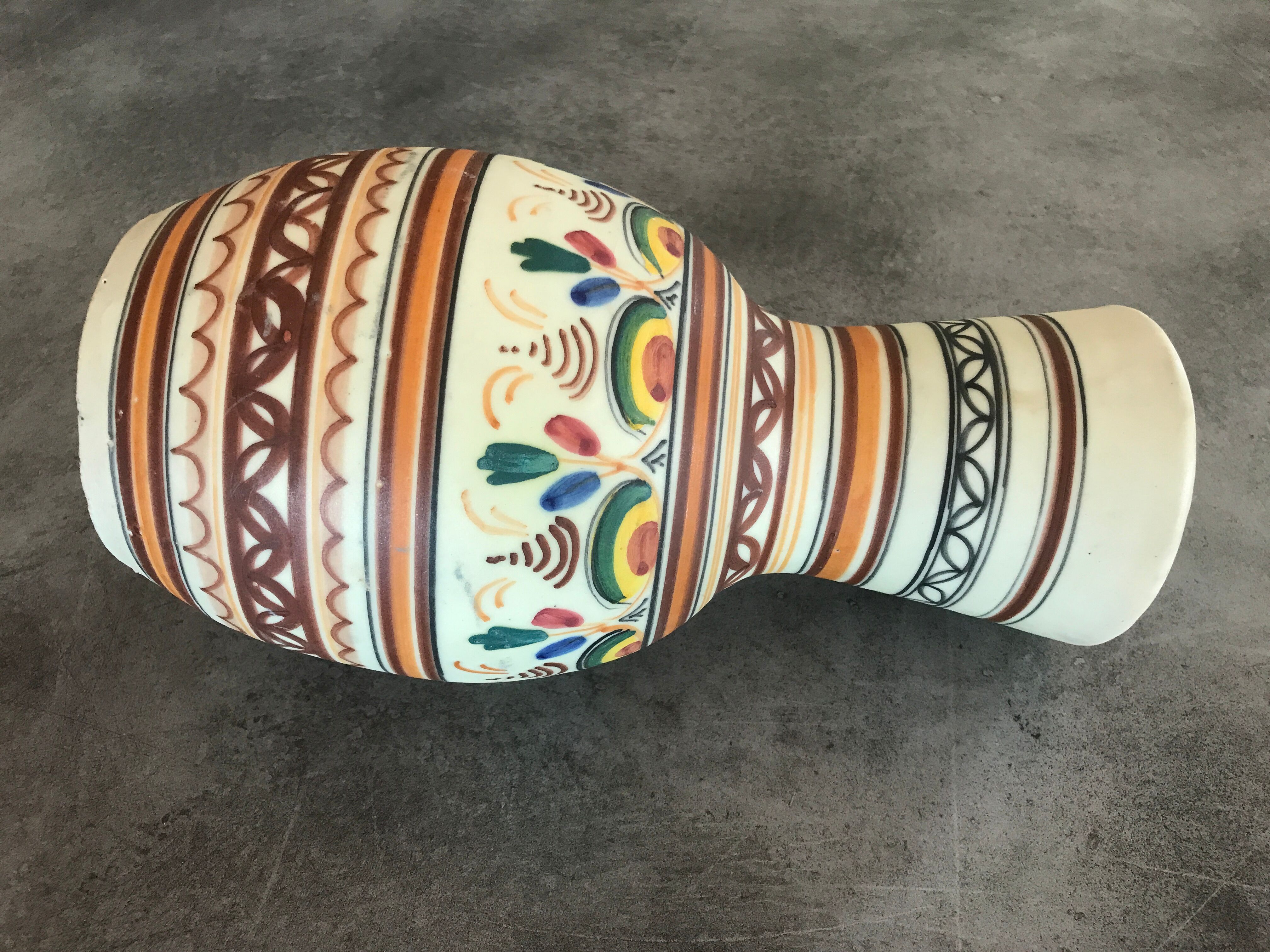 Vase pottery decorative porcelain stoneware decoration of painting polychrome hand 24 cm