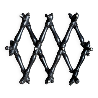 Portemanteau mural articulé Napoléon III en bois noir