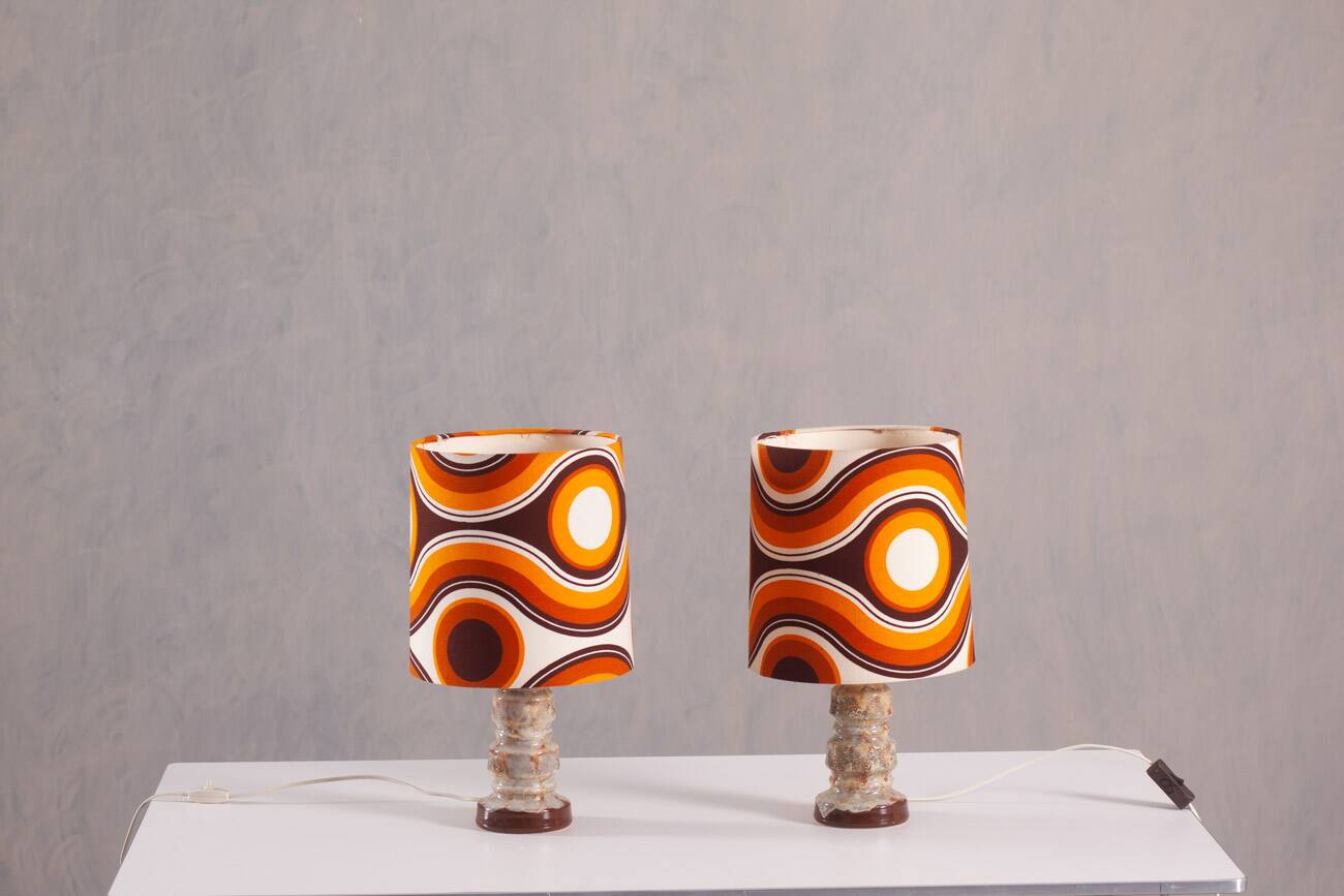 Vintage ceramic table lamps by Scheurich, Germany 1970s set of 2