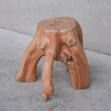 French mid-century sculptural primitive side table or stand
