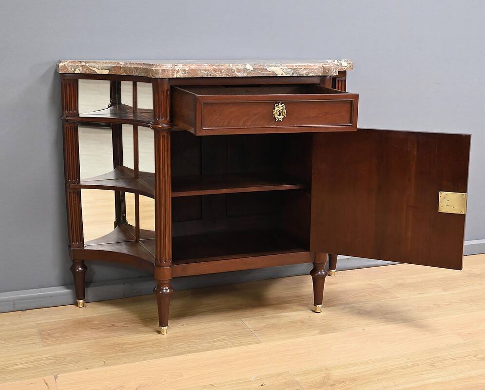 Small Mahogany Serving Cabinet, Louis XVI Style – 19th Century