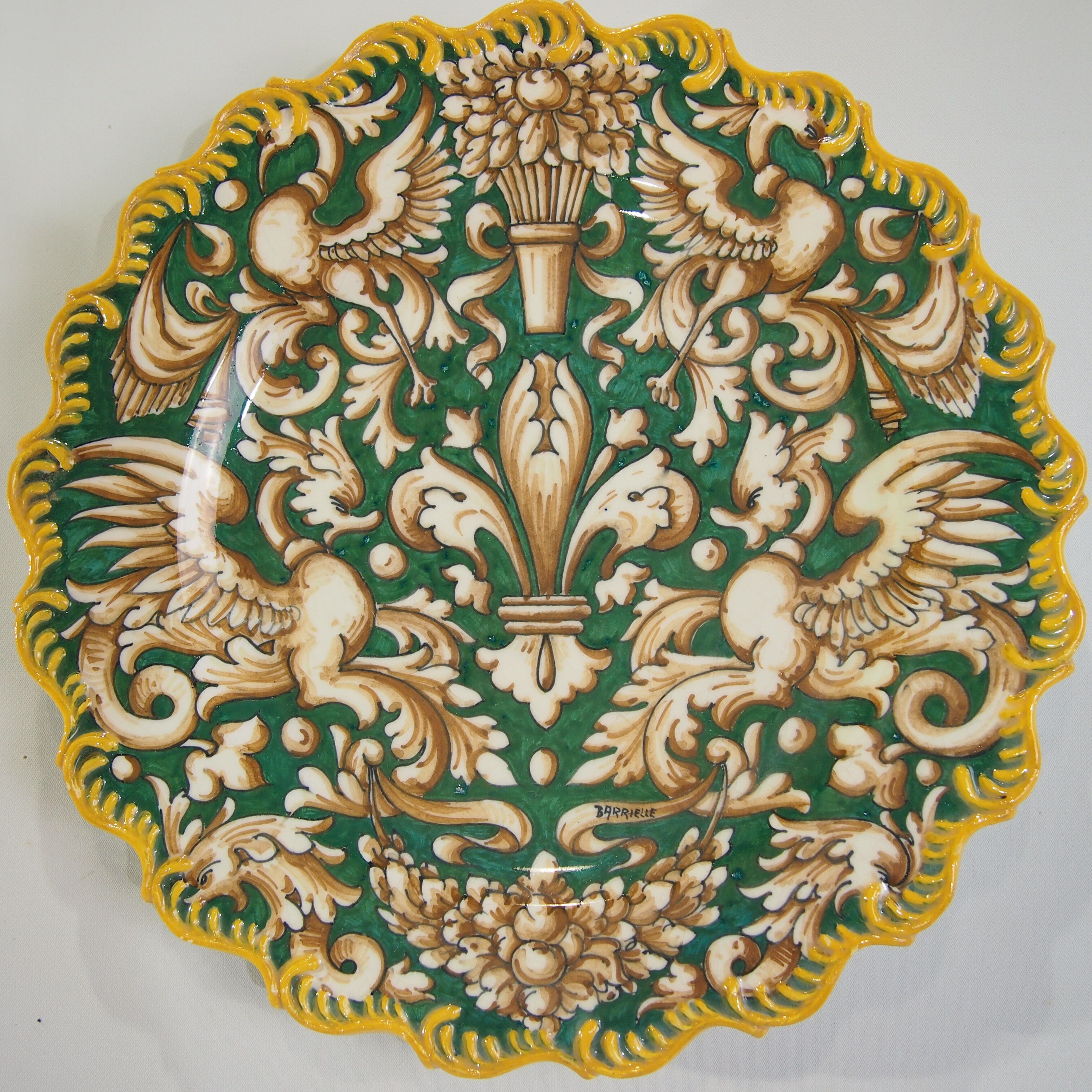 Decorated plate signed Barrielle vintage