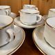Set of 2 Apilco Flat French Porcelain Coffee Cups with Saucers, Model Flora