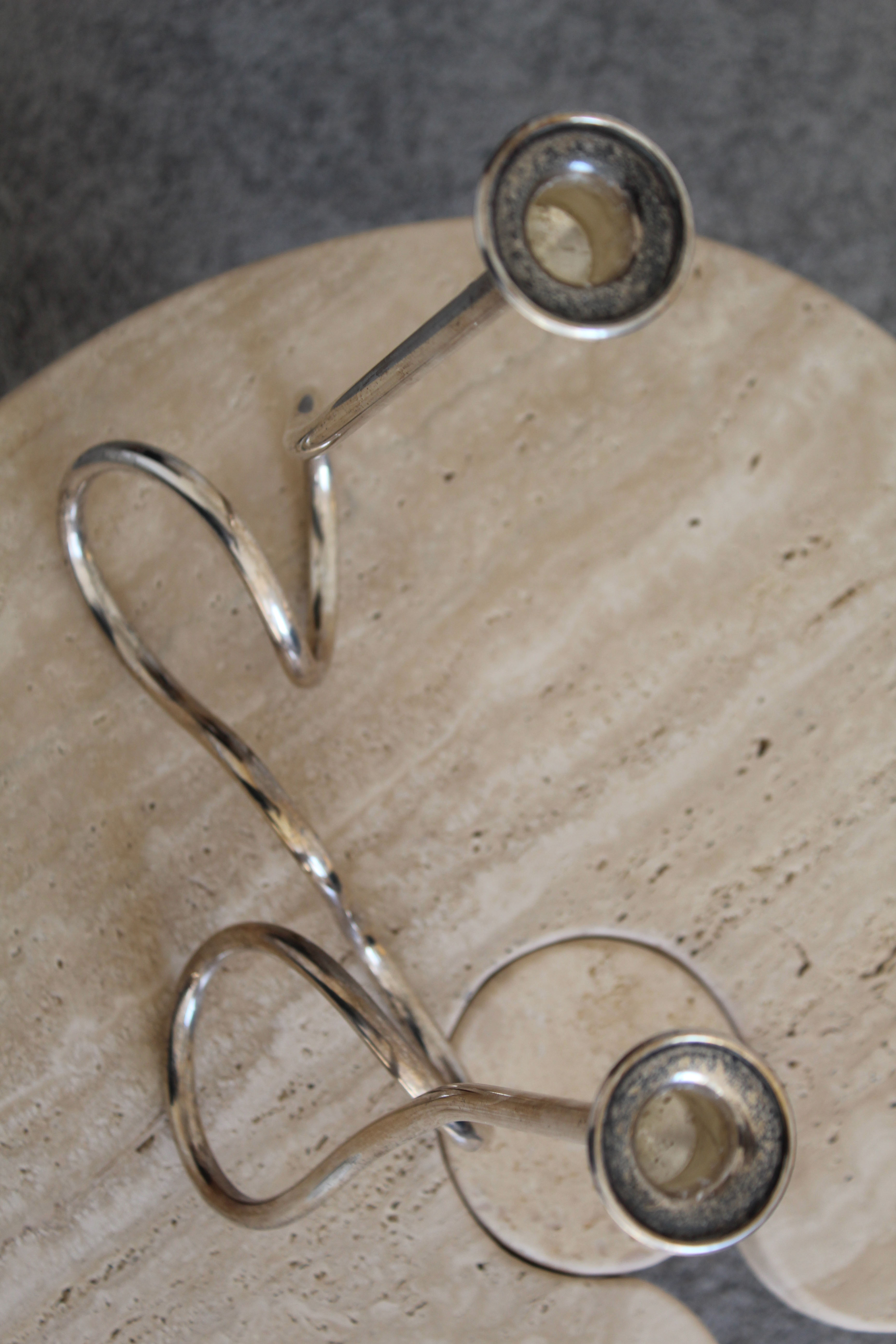 Candlestick in sheffield 2 candles, Italy 70s