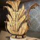 Florentine Renaissance Gilded Iron Acanthus Leaf Candleholders on Carrara Marble Bases, Set of 2