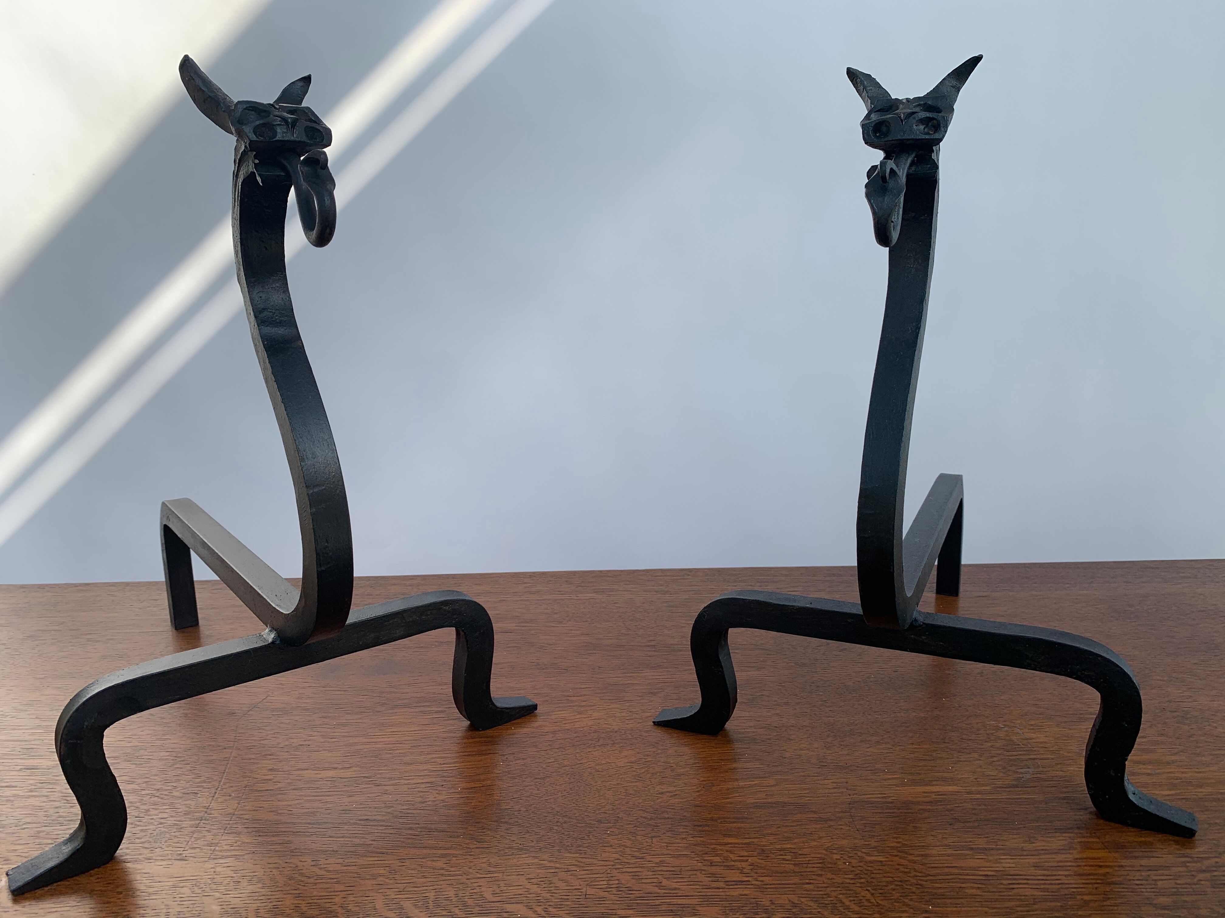 Pair of wrought iron pegs 1960