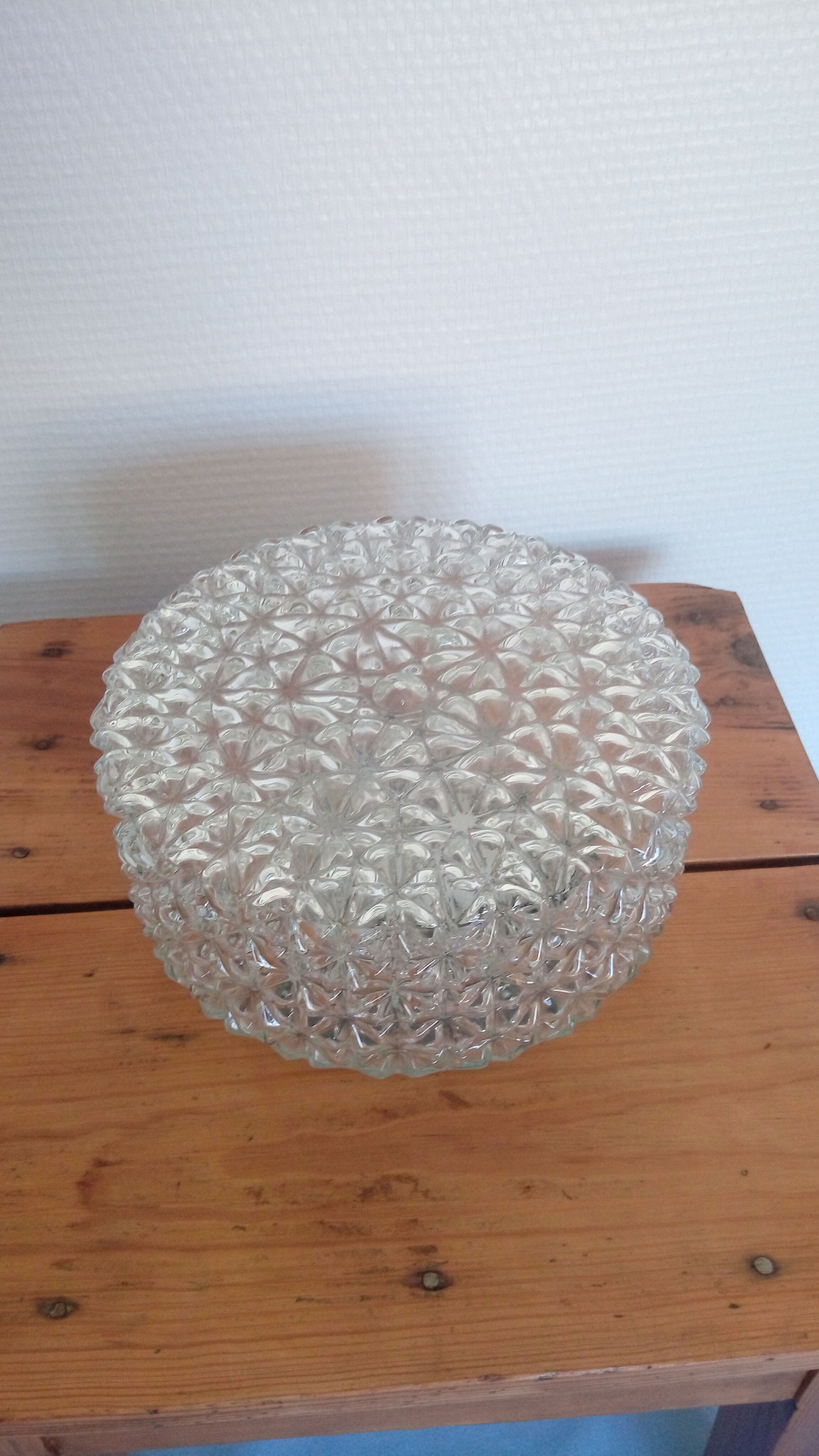 Ceiling / wall light round metal and glass - 50s