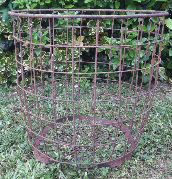 Corbeille panier h58 d59cm industrielle en fer