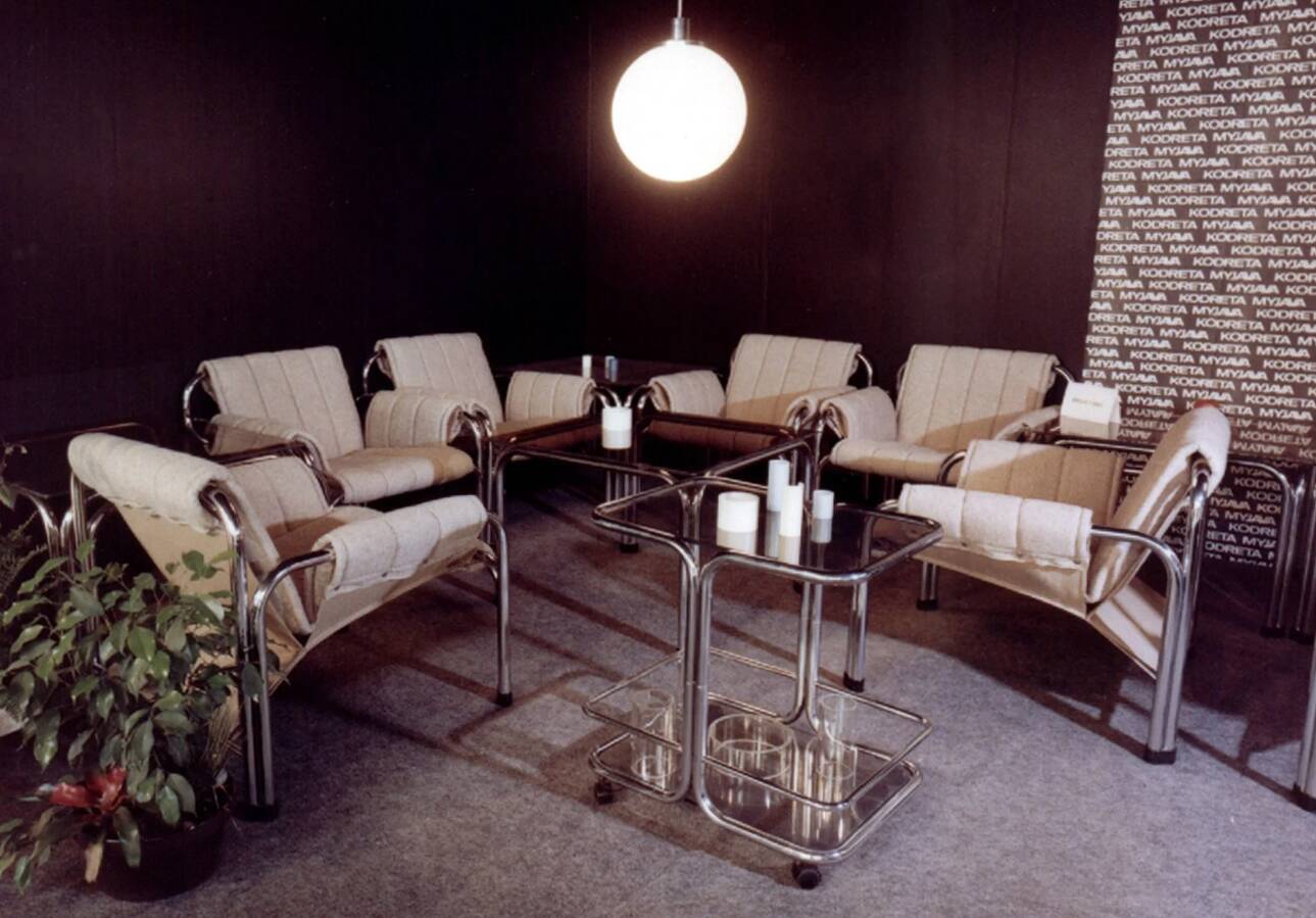 Lounge chair by viliam chlebo in chrome and linen, kodreta 1979