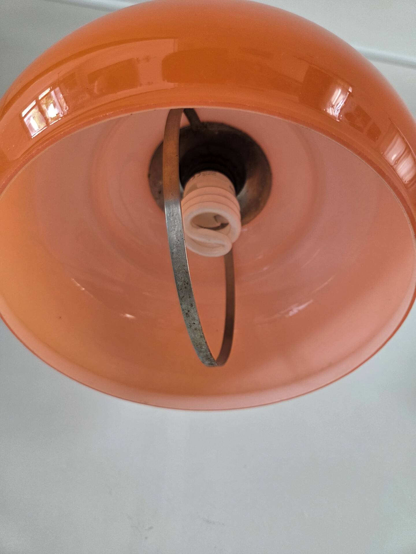 Orange opaline suspension from the 1970s.