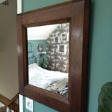 Rustic rectangular vintage oak wall mirror