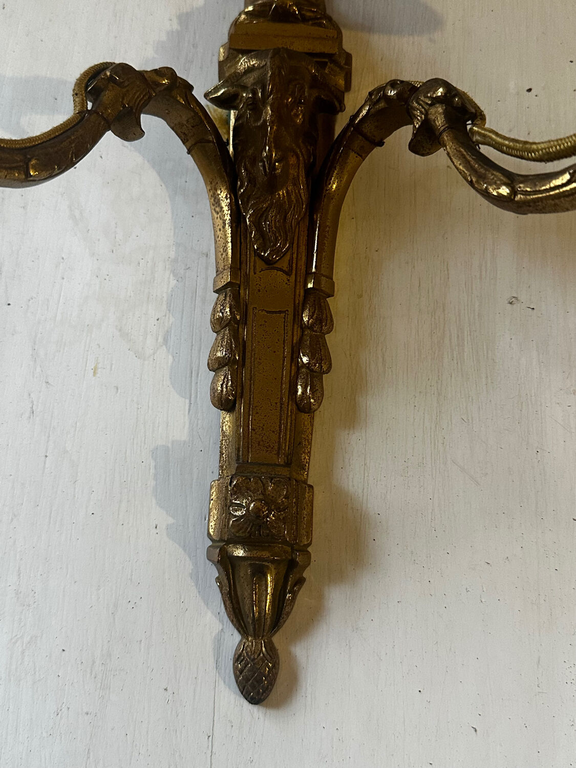 Brass wall sconce – goat head decoration – Louis XVI Empire style –