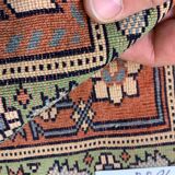 Vintage afghan ersari part silk rug 205x140 cm