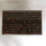 Table basse vintage avec 2 plateaux en verre avec impression des années 50