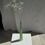 Vintage polished green glass soliflore vase H32