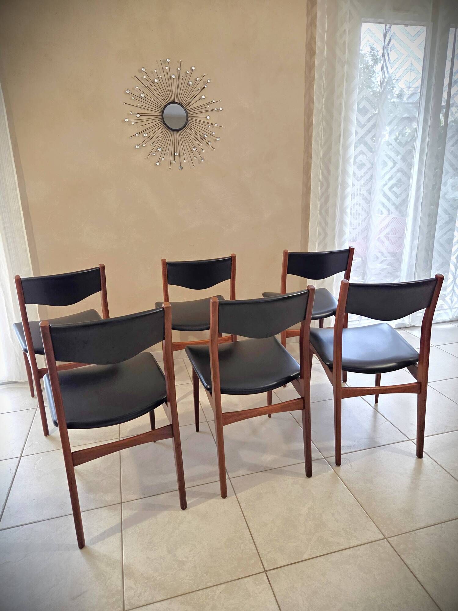 Lot de 6 chaises en teck style scandinave mid-century