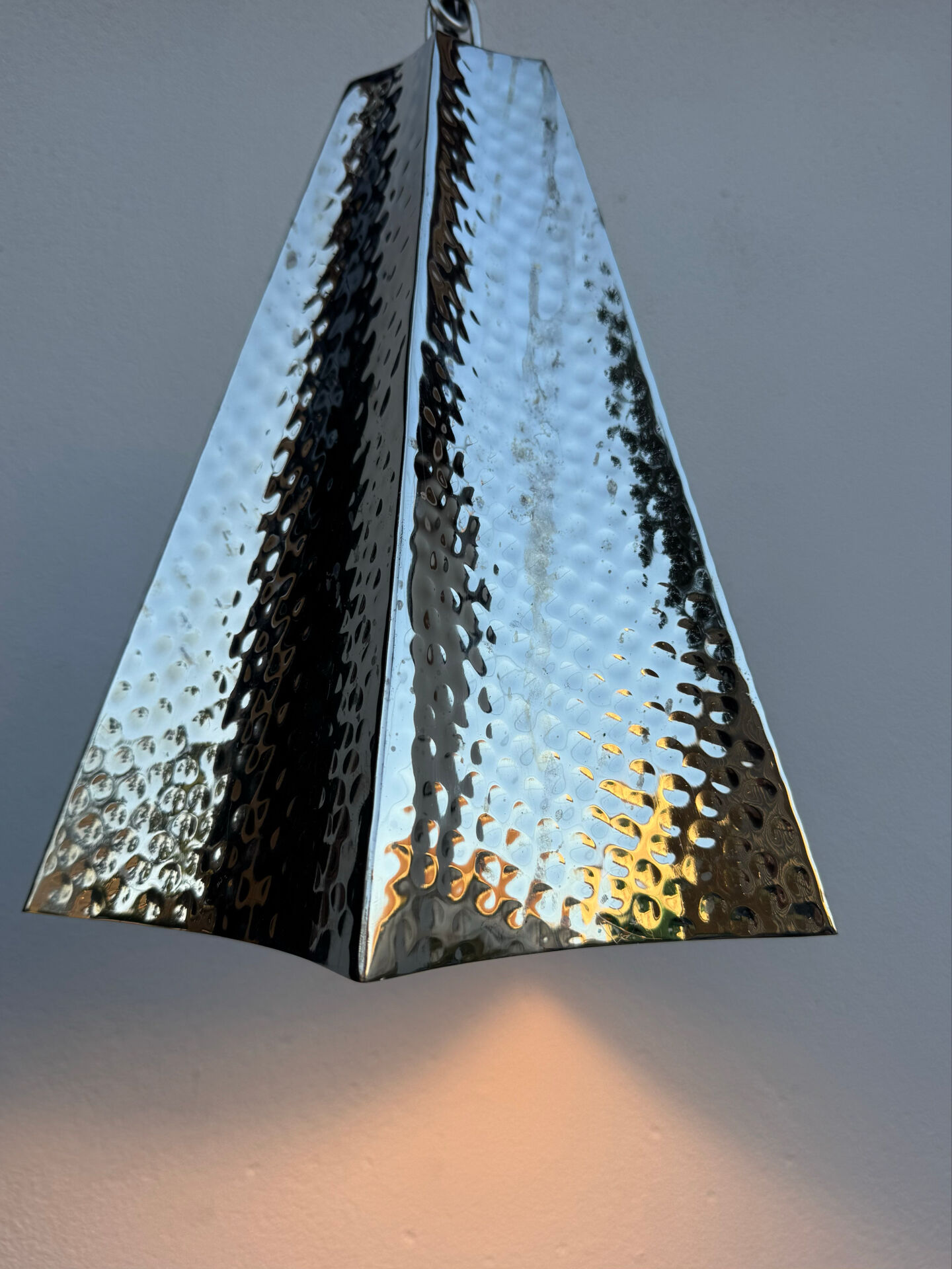Modern hammered chrome metal suspension