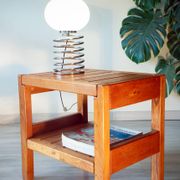 Side table in solid elm, Roche Bobois, 1980
