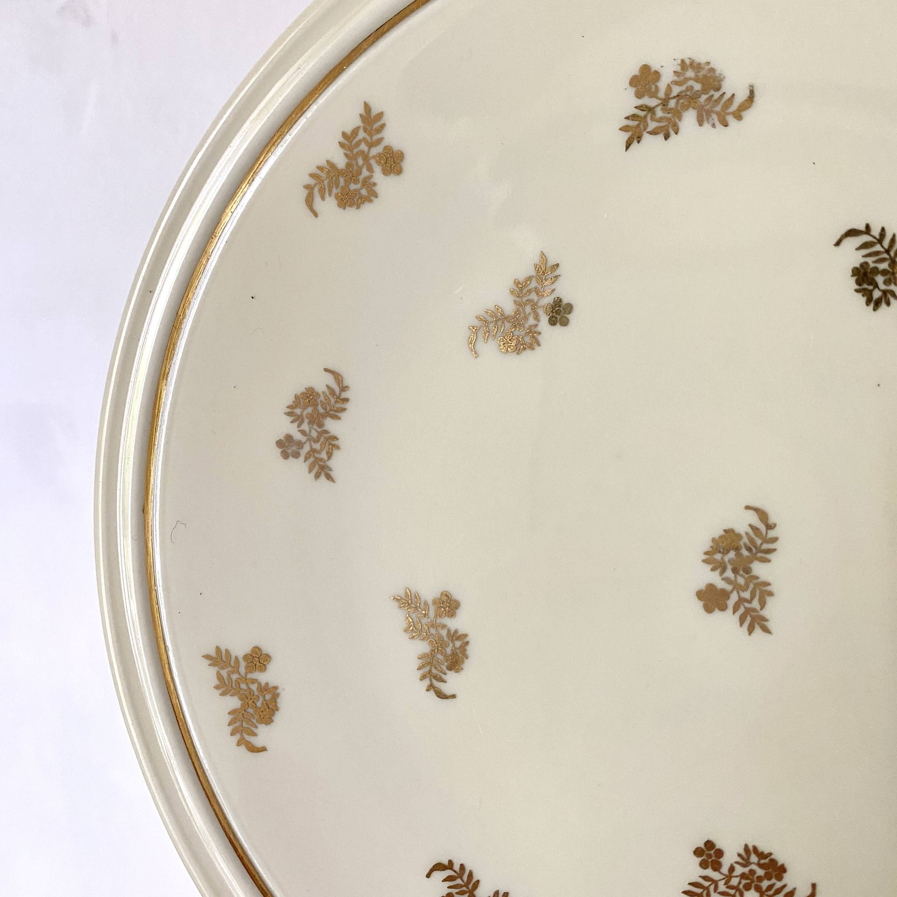 Cream and gold Limoges porcelain dessert plates