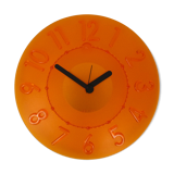 Guzzini orange wall clock from the 1980s