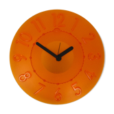 Horloge murale orange Guzzini des années 1980