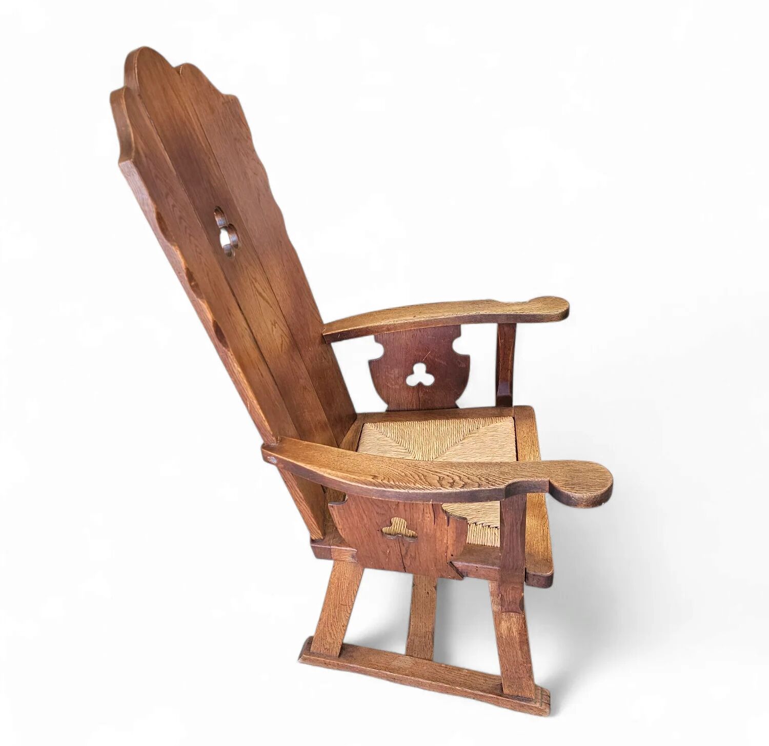 High back / monastery / rush seat armchair 1950s