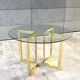 Round dining table glass and gilded metal, vintage 80's