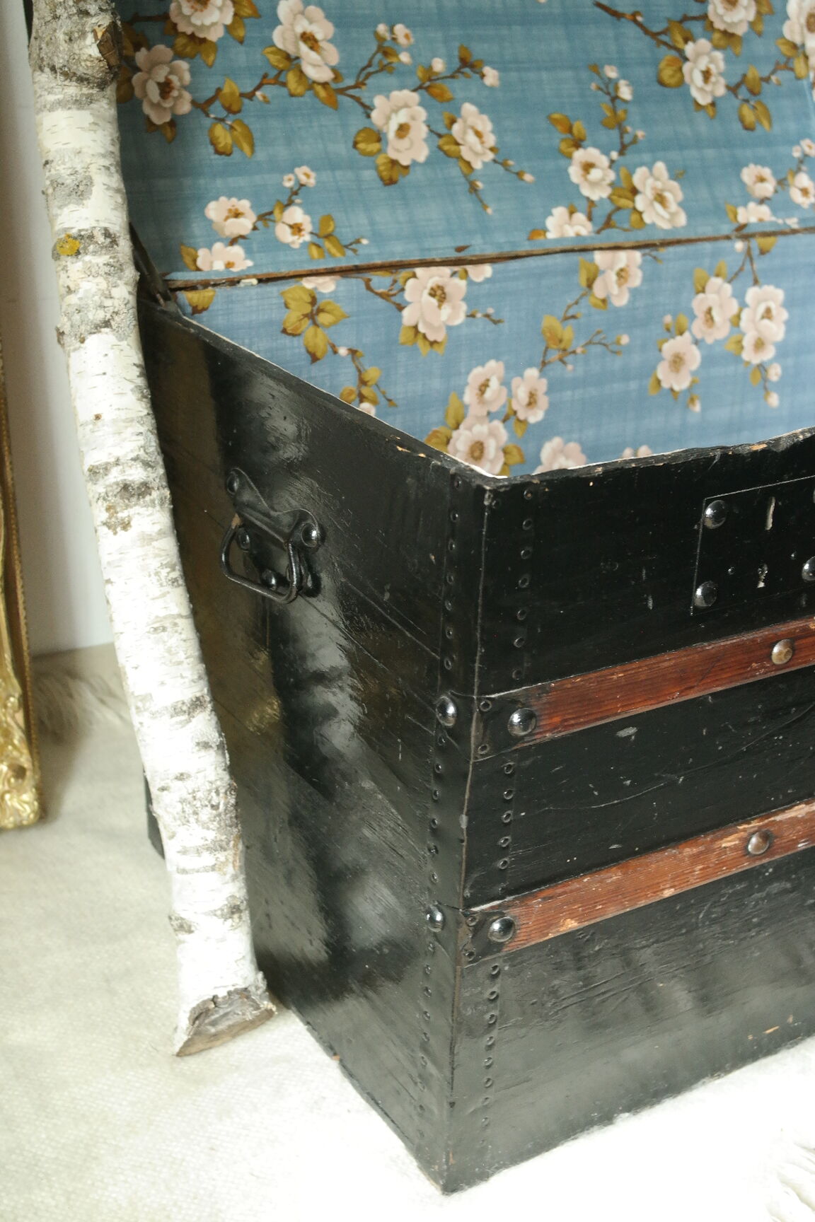 Domed travel trunk old wood