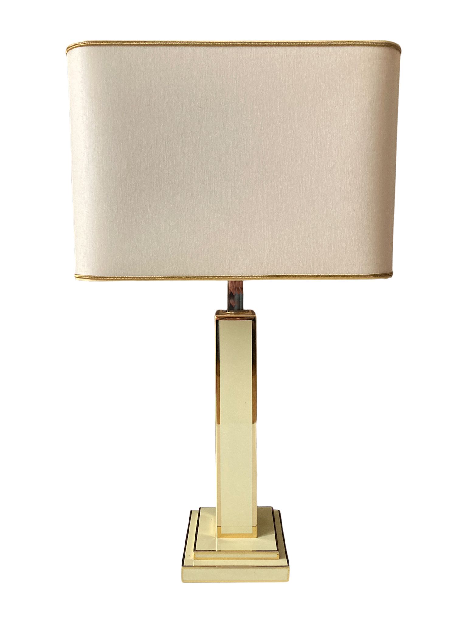 Lampe à poser, laiton et laque crème