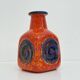 Scheurich West Germany Bay ceramic vase orange with blue fossils, 1970s
