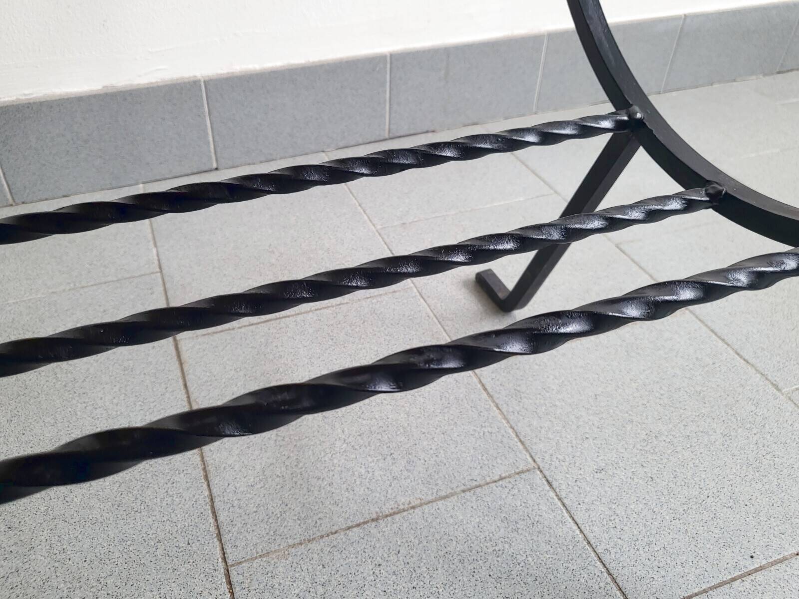 Vintage 1950 coffee table side table ceramic & metal hunting