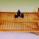 Coffee table made of wood with open shelves, plant stand garden.