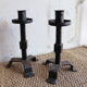 Pair of large brutalist cast iron candlesticks from the 50s