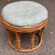 Vintage round woven bamboo pouf