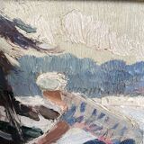 Old painting signed Oil on cardboard dimension: height - 34cm - width -58cm -