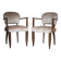 Pair of bridge chairs in wood and powder pink satin-effect fabric, Art Deco style