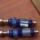 Vintage carving set knife and fork – handles made of blue glass beads