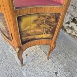 Louis xv curved display case with romantic scene