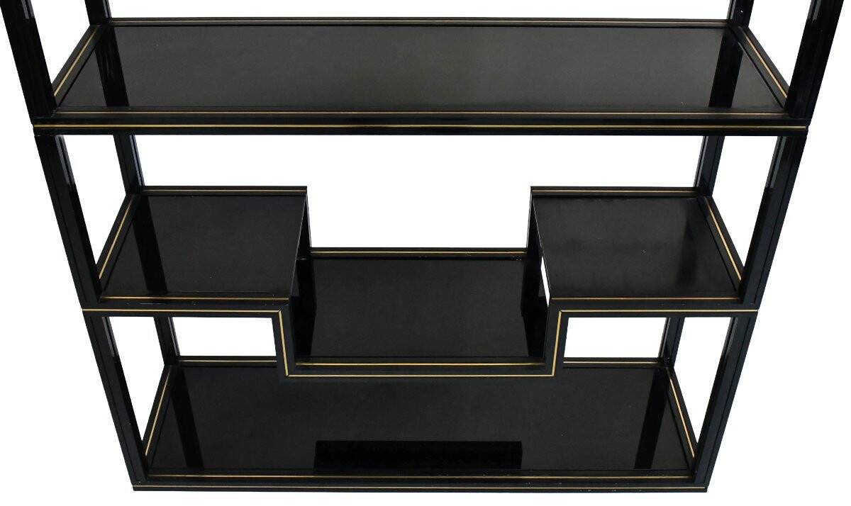 1970s black lacquered metal shelf by Pierre Vandel Paris