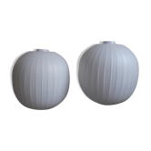 pair of opaline glass "bologna" pendant lamps by Aloys F. Gangkofner for Peill+Putzler